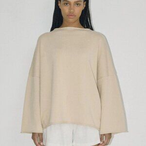 Bohème Goods Rolled Hem Knit Sweater Cream Neutral Size L Minimalist Cozy